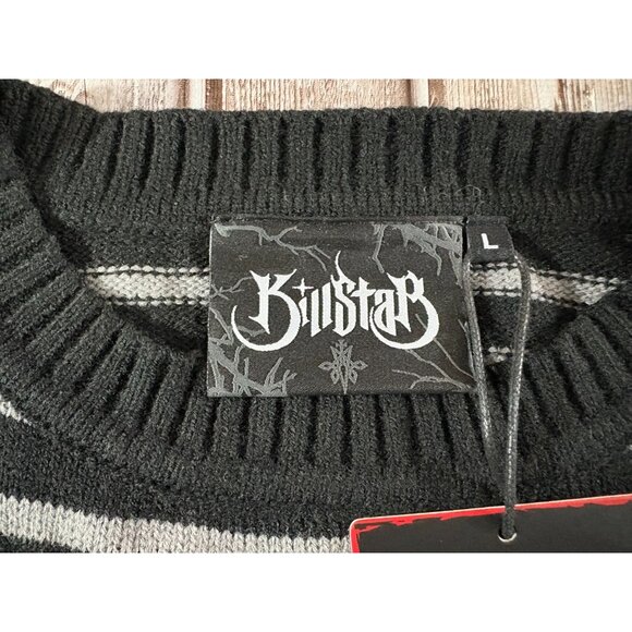 Killstar X Avril Lavigne anti-dote knit striped sweater sz L color Grey NWT Y2K - Picture 10 of 10